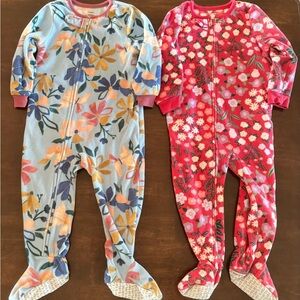Carter's Fleece Floral Footies - Blue and Red